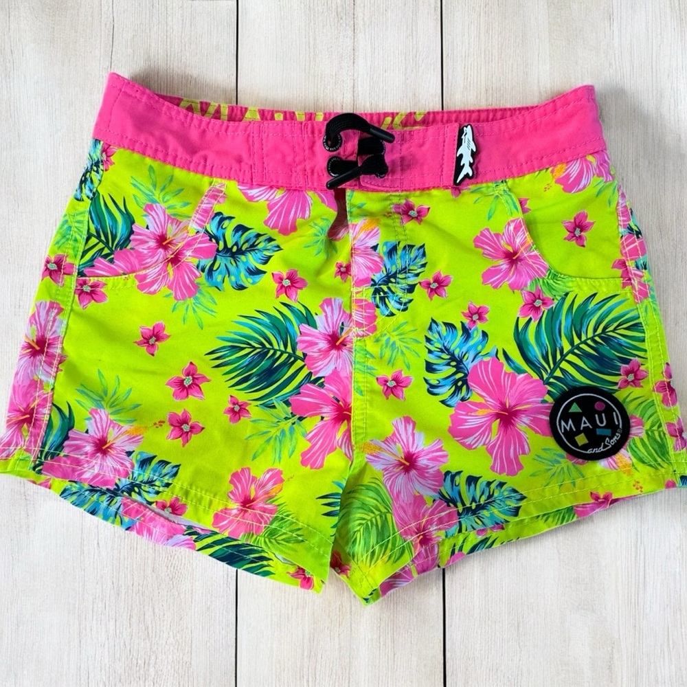 NEW Maui and Sons Girls Swim Shorts Size 10 Girls Pink Boardshorts